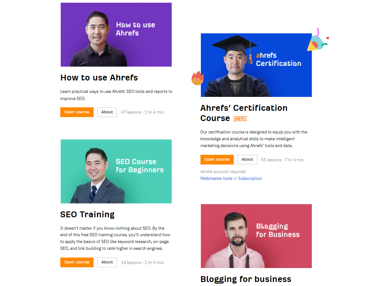 Ahrefs Academy — example of users’ education